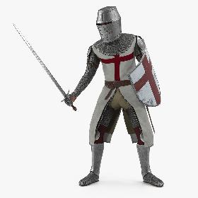 Crusader Knight Templar Attack Pose 3D